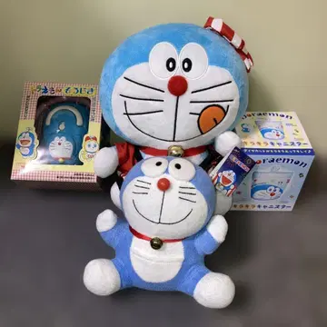 도라에몽 봉제 인형 2개 도라에몽 청소기, 반짝이 캐니스터 세트