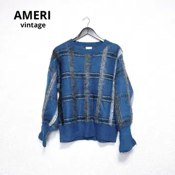 아메리 빈티지 MOHAIR STRANGE CHECK KNIT 파랑
