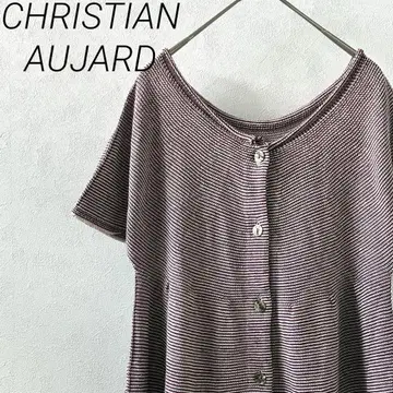 CHRISTIAN AUJARD 가디건 플레어 보더 루즈핏 마 혼방