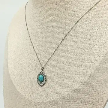빈티지 실버 터콰이즈 체인 목걸이 펜던트