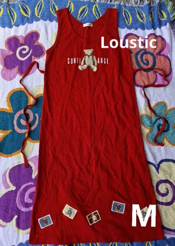 쇼와 레트로 데드스탁 Loustic 곰 에이프런 원피스