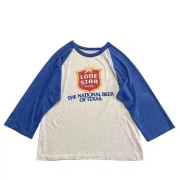 80s USA제 LONE STAR BEER 래글런 티셔츠 화이트 파랑