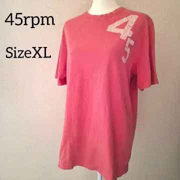 45R 45rpm 로고 티셔츠 XL 사이즈 유니섹스 대응 핑크 계열