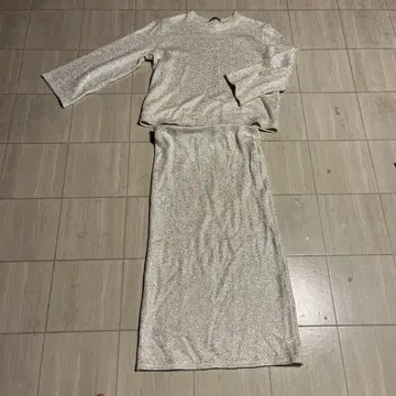 ZARA 자라 새상품 라메 믹스 화이트 계열 셋업