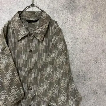 00s 반팔 패턴 셔츠 레이온 남성용 XL 구제 의류 개성파