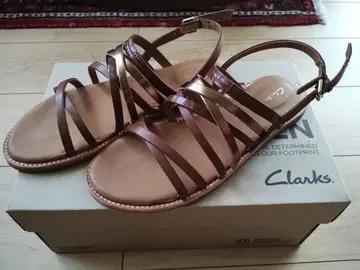 미사용 Clarks 클락스 플랫 샌들 천연 가죽 가죽 샌들 크로스