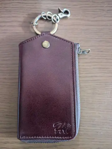 미사용 Herewith 가죽 키 케이스 다크 브라운