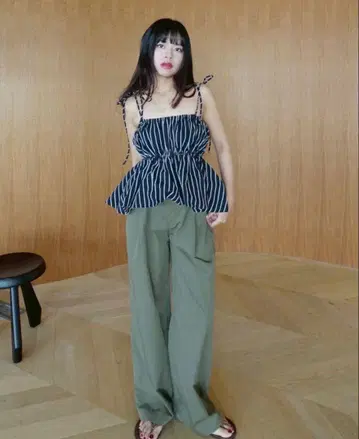 searoomlynn 플로키 스트라이프 리본 뷔스티에