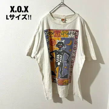 X.O.X 반팔 티셔츠 민족풍 그래픽 디자인 빅 사이즈 L 구제 의류