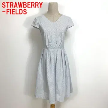 A6568 스트로베리 필드 롱 원피스 스트라이프 파랑 M 상당