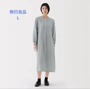 2025.2 구매 무인양품 카폭 혼방 이중 거즈 긴팔 원피스