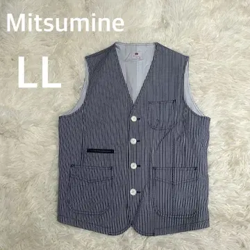 Mitsumine 미츠미네 스트라이프 수트 베스트 자켓 블루