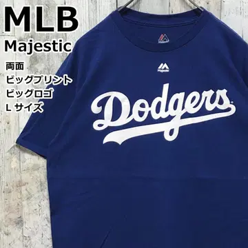MLB 다저스 마제스틱 티셔츠 빅 프린트 빅 로고 L 파랑
