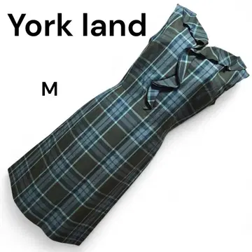 빈티지] Yorkland 체크 무늬 슬리브리스 프릴 원피스 M
