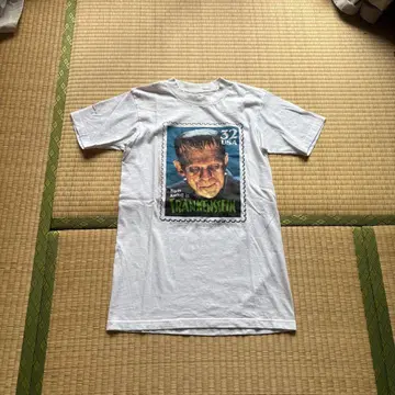 90s FRANKENSTEIN USA제 우표 프린트 반팔 티셔츠 영화