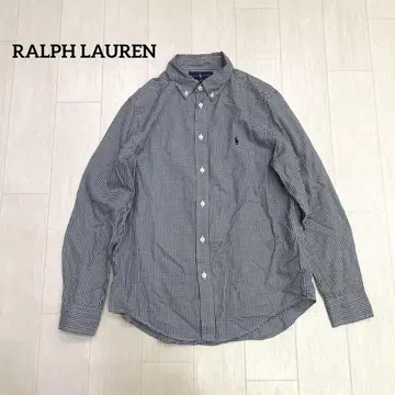 RALPH LAUREN 체크 버튼 다운 셔츠 M 상당 포니 자수