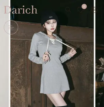 Darich 다리치 레이스업 컷 미니 원피스 GRY
