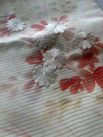 2966 여름용 꽃무늬 나고야 오비 아이보리