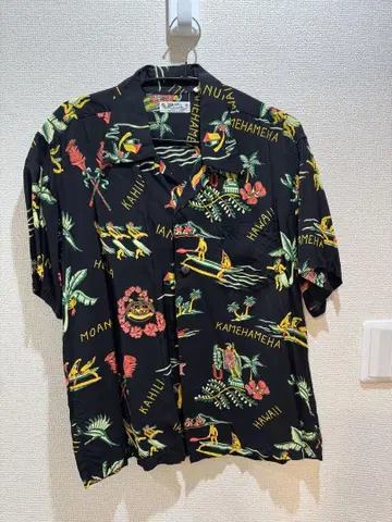 알로하 SUN SURF 하와이안 프린트 반팔 셔츠 블랙