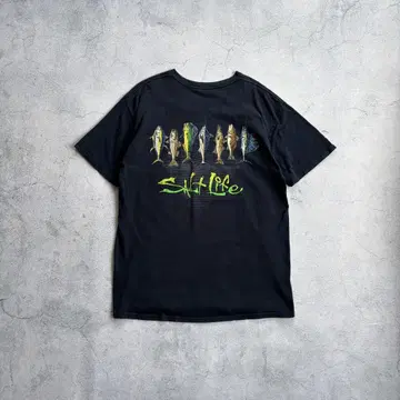 2000년대 도시 소년 소금 생활 물고기 프린트 티셔츠