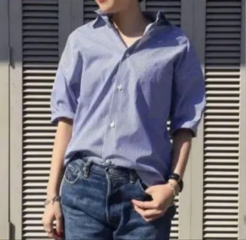 매디슨 블루 J.BRADLEY SHIRT 로고 자수 스트라이프 셔츠