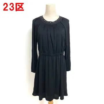 A6573 23구 롱 원피스 긴팔 안감 있음 울 캐시미어 블랙 32