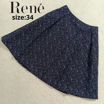 Rene 르네 트위드 플리츠 플레어 스커트 34