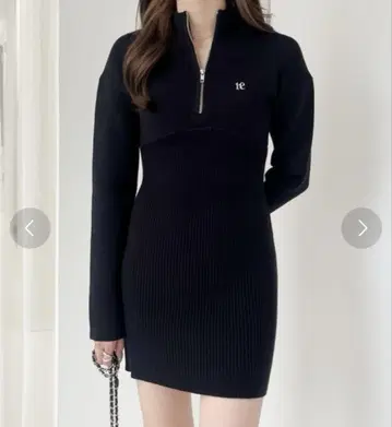 Heather 하프 지퍼 니트 미니 원피스 BLK