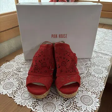 PINK HOUSE 레드 웨지 힐 샌들 미사용 새상품 사이즈 S