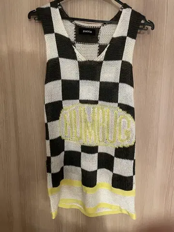 zucca 체커 패턴 슬리브리스 M