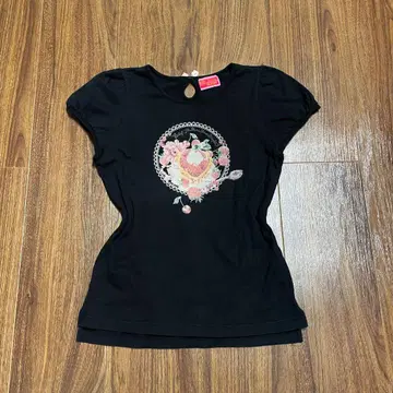 baby 스위트 후르츠 아 라 모드 패턴 타르트 티셔츠 블랙