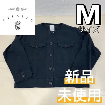 새상품 리라식 노카라 데님 자켓 코튼 린넨 차콜 M