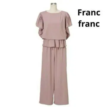 택 포함 새상품 Francfranc 프릴 소매 룸웨어 올인원 핑크