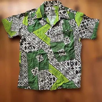 Ja Ja Fashions 알로하 셔츠 반팔 그린 블랙