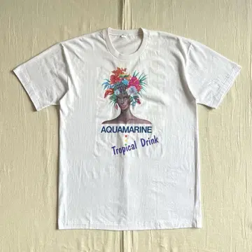 90년대 기업 AQUAMARINE Tropical Drink 아트 티셔츠