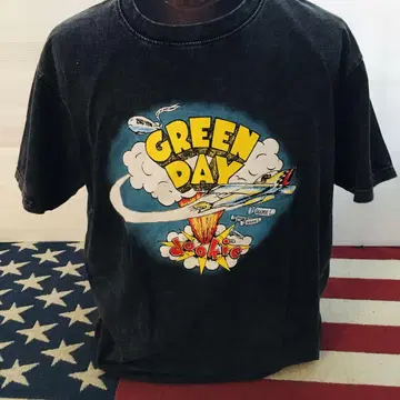 그린 데이 GREEN DAY L 밴딩 티셔츠 락 티셔츠 .