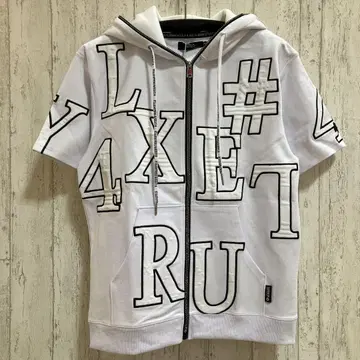 LUXE/R 분또 저리 로고 부착 큐빅 ZIP 반팔 후드티