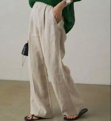 라운지 드레스 loungedress 린넨 세미 와이드 팬츠 베이지