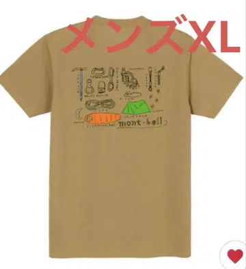 몽벨 티셔츠 반팔 WIC.T 남성용 XL 산악용 도구 탄 (베이지)