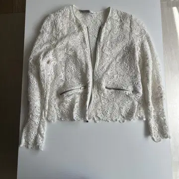 자라 TRAFALUC 화이트 레이스 자켓
