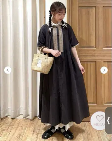 사만사 모스모스 세일러 카라 플라켓 레이스 배색 원피스