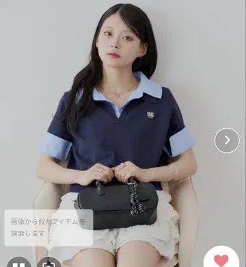 Chico [WEB 한정판] 자수 카라 부착 폴로 니트