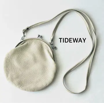 TIDEWAY 라운드 가마구치 가죽 파우치 숄더백/ 익명 배송