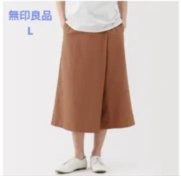 무인양품 헴프 혼방 트윌 랩 와이드 스커트 팬츠 스모키 오렌지 L
