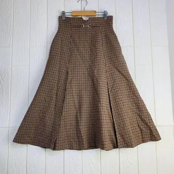 JILL STUART 플레어 스커트 체크 무늬 브라운 베이지 S 사이즈