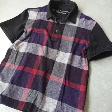 BLACK LABEL CRESTBRIDGE 체크 무늬 피케 셔츠 블랙