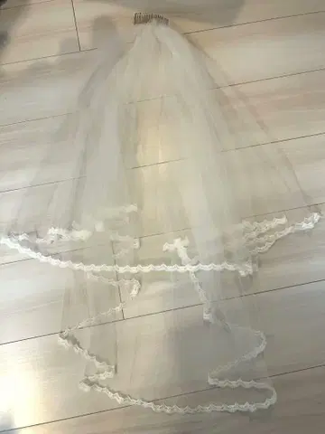 화이트 레이스 엣지 2단 웨딩 베일