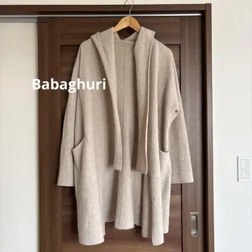 후드 부착 베이지 코트 M