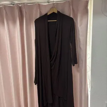 다크 브라운 긴팔 랩 원피스