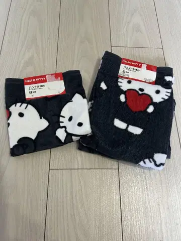 헬로키티 블랙 키티 페이스 타월 핸드 타월 새상품